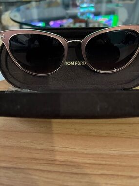 Tom Ford Women's Rose Pink Cat-Eye Sunglasses with Dark Lenses
